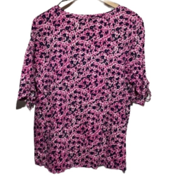 MICHAEL Michael Kors Blue Pink Relaxed Tie Front Blouse - Picture 2 of 7